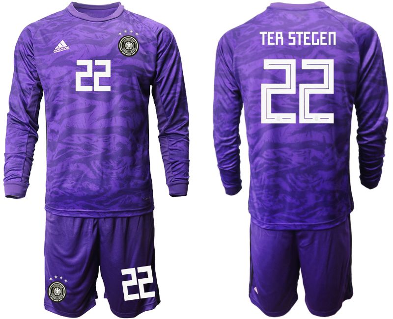 Men 2019-2020 Season National Team Germany purple long sleeved Goalkeeper #22 Soccer Jersey->germany jersey->Soccer Country Jersey